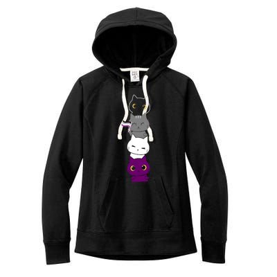 Asexuality Flag Animal Cat Ace Pride Demisexual Gift Asexual Women's Fleece Hoodie