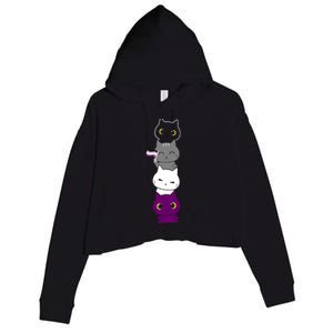 Asexuality Flag Animal Cat Ace Pride Demisexual Gift Asexual Crop Fleece Hoodie