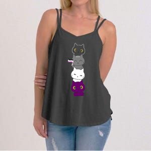 Asexuality Flag Animal Cat Ace Pride Demisexual Gift Asexual Women's Strappy Tank