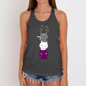 Asexuality Flag Animal Cat Ace Pride Demisexual Gift Asexual Women's Knotted Racerback Tank