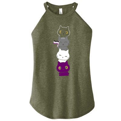 Asexuality Flag Animal Cat Ace Pride Demisexual Gift Asexual Women's Perfect Tri Rocker Tank