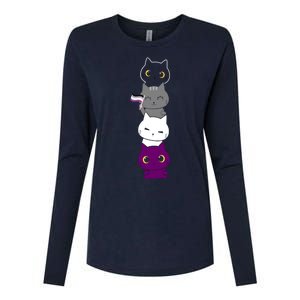 Asexuality Flag Animal Cat Ace Pride Demisexual Gift Asexual Womens Cotton Relaxed Long Sleeve T-Shirt