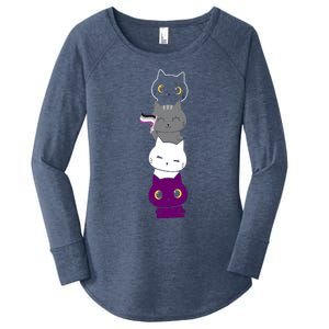 Asexuality Flag Animal Cat Ace Pride Demisexual Gift Asexual Women's Perfect Tri Tunic Long Sleeve Shirt