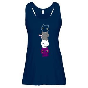 Asexuality Flag Animal Cat Ace Pride Demisexual Gift Asexual Ladies Essential Flowy Tank