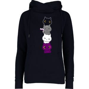 Asexuality Flag Animal Cat Ace Pride Demisexual Gift Asexual Womens Funnel Neck Pullover Hood