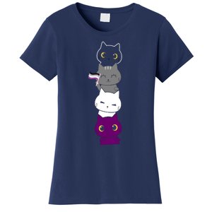 Asexuality Flag Animal Cat Ace Pride Demisexual Gift Asexual Women's T-Shirt