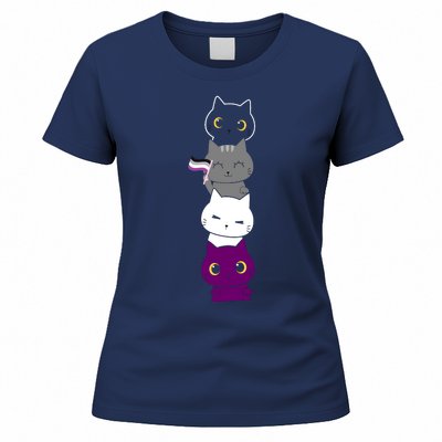 Asexuality Flag Animal Cat Ace Pride Demisexual Gift Asexual Women's T-Shirt