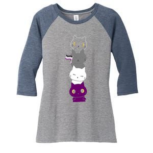 Asexuality Flag Animal Cat Ace Pride Demisexual Gift Asexual Women's Tri-Blend 3/4-Sleeve Raglan Shirt