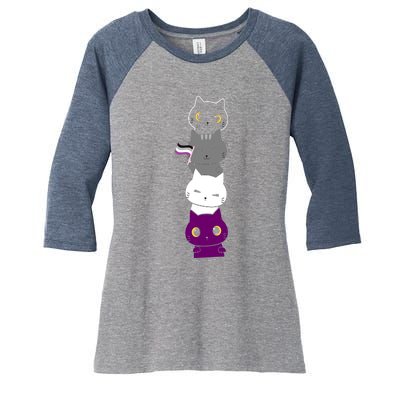 Asexuality Flag Animal Cat Ace Pride Demisexual Gift Asexual Women's Tri-Blend 3/4-Sleeve Raglan Shirt