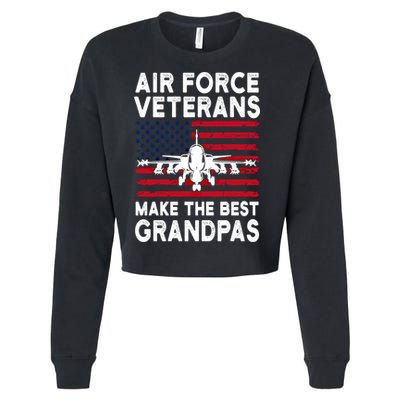 American Flag Air Force Veteran Makes Best Grandpa Gift Cropped Pullover Crew