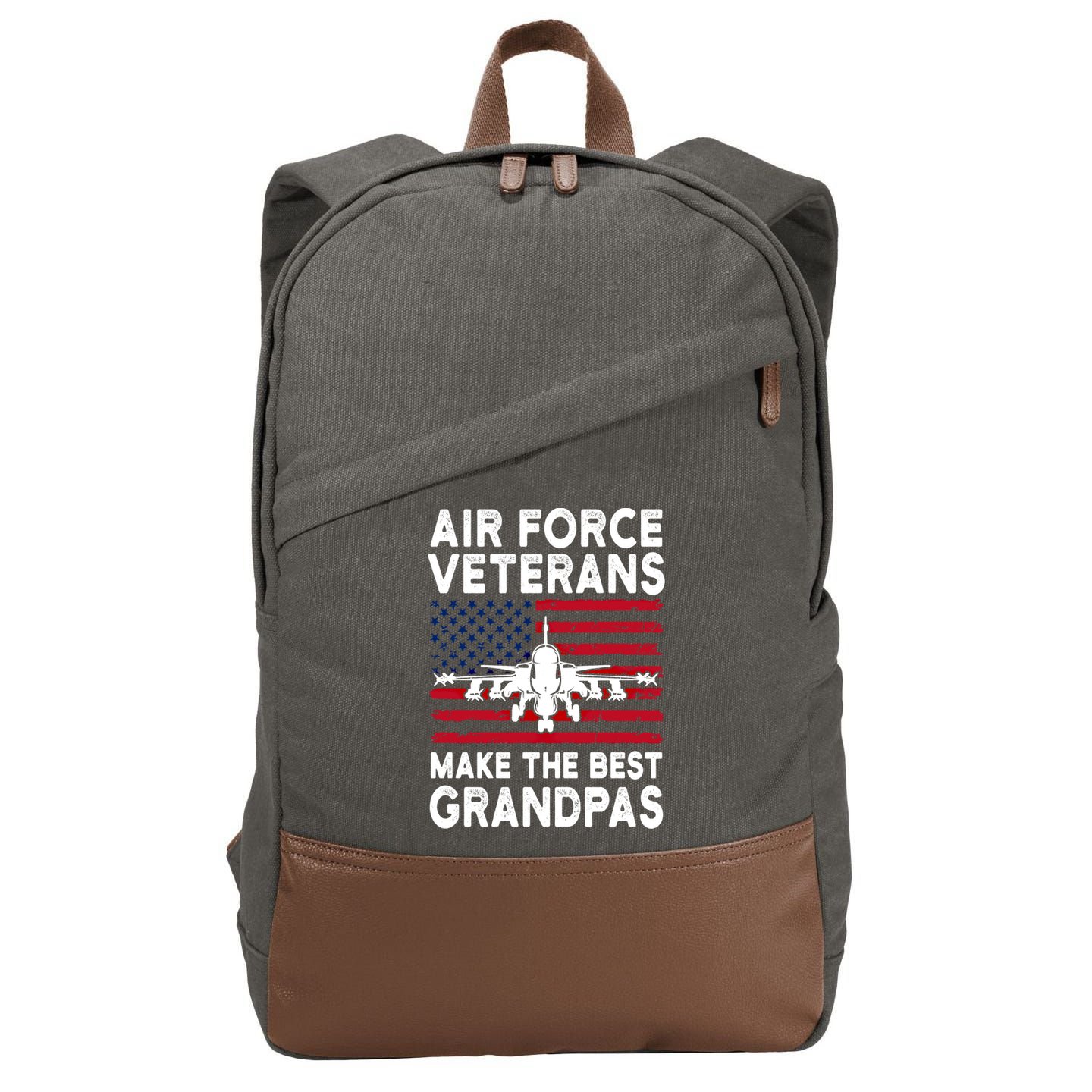 American Flag Air Force Veteran Makes Best Grandpa Gift Cotton Canvas Backpack