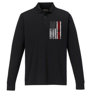 American Flag Army Combat Medic Cute Gift Performance Long Sleeve Polo