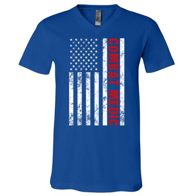 American Flag Army Combat Medic Cute Gift V-Neck T-Shirt