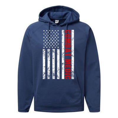 American Flag Army Combat Medic Cute Gift Performance Fleece Hoodie