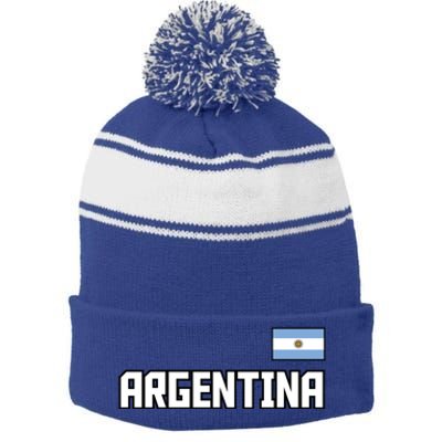 Argentina Flag Argentinian Pride Athletic Style Country Meaningful Gift Stripe Pom Pom Beanie