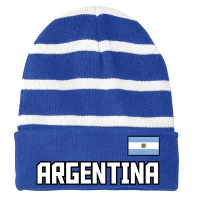 Argentina Flag Argentinian Pride Athletic Style Country Meaningful Gift Striped Beanie with Solid Band