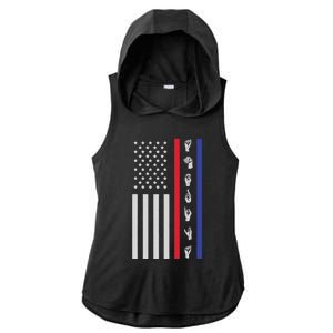 American Flag ASL American Sign Language America USA Ladies PosiCharge Tri-Blend Wicking Draft Hoodie Tank