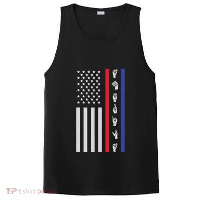 American Flag ASL American Sign Language America USA PosiCharge Competitor Tank