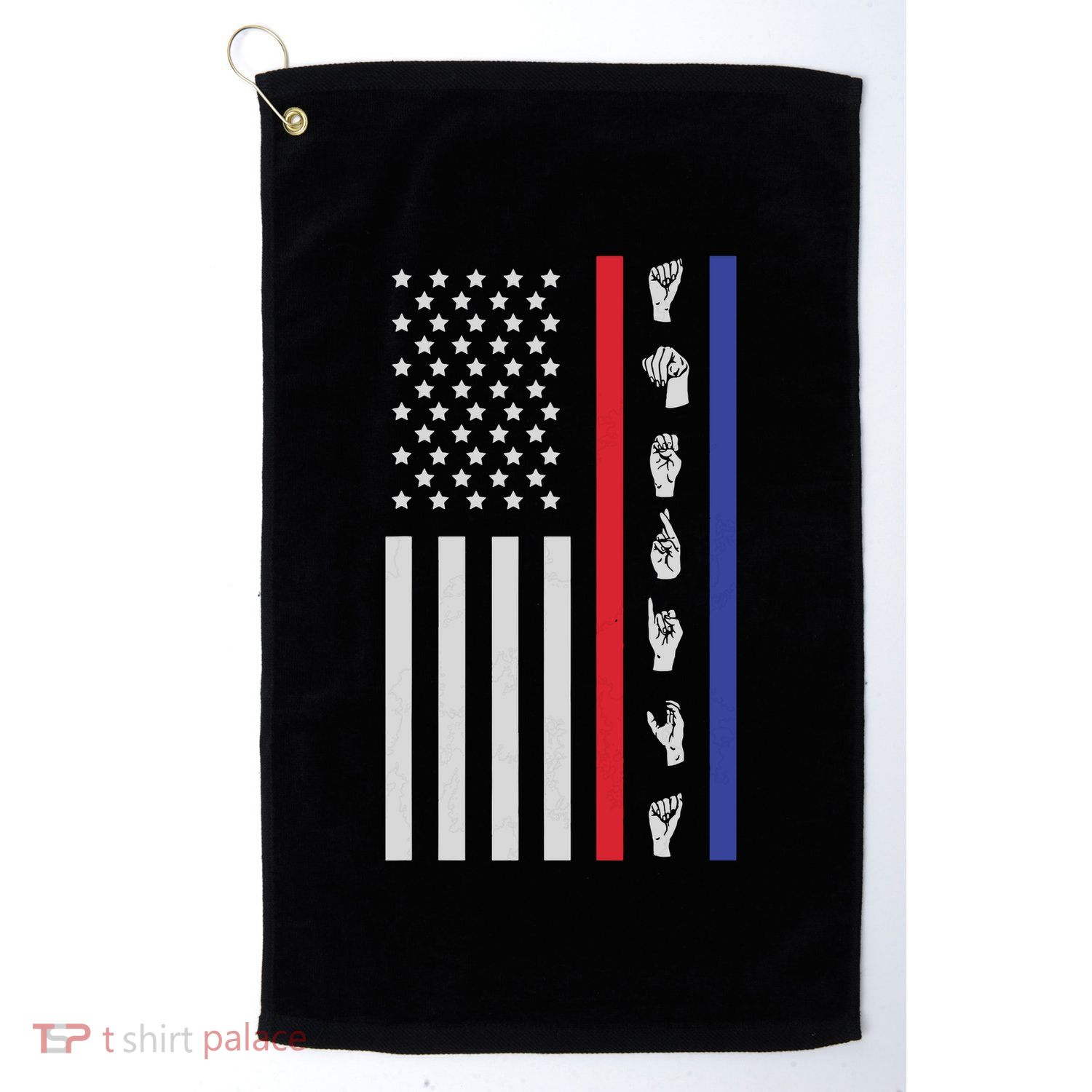 American Flag ASL American Sign Language America USA Golf Towel