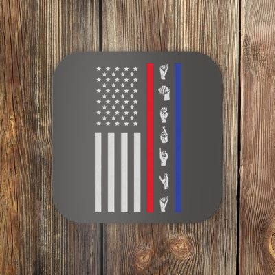 American Flag ASL American Sign Language America USA Coaster