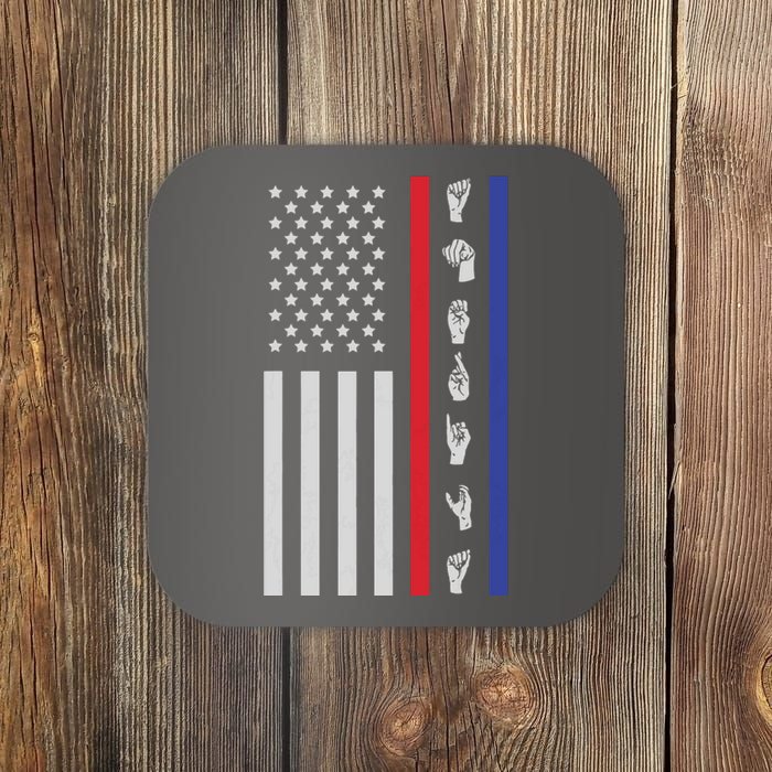 American Flag ASL American Sign Language America USA Coaster