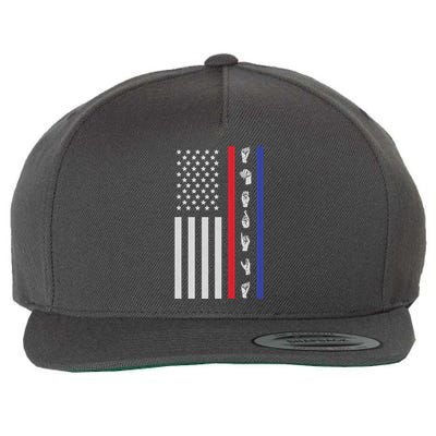 American Flag ASL American Sign Language America USA Wool Snapback Cap