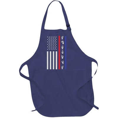 American Flag ASL American Sign Language America USA Full-Length Apron With Pockets