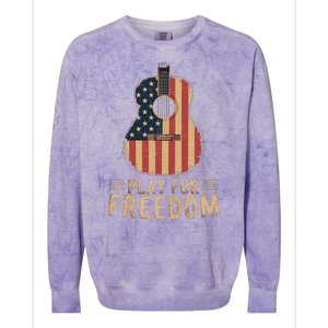 American Flag Acoustic Guitar Play For Freedom Colorblast Crewneck Sweatshirt