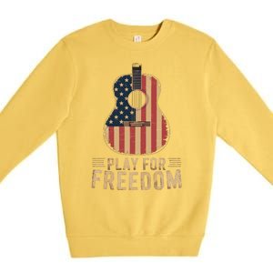 American Flag Acoustic Guitar Play For Freedom Premium Crewneck Sweatshirt