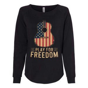 American Flag Acoustic Guitar Play For Freedom Womens California Wash Sweatshirt