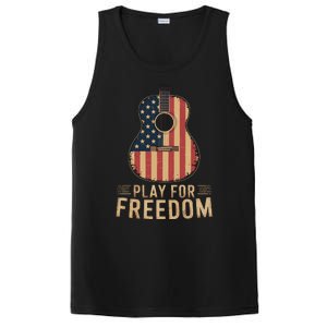 American Flag Acoustic Guitar Play For Freedom PosiCharge Competitor Tank