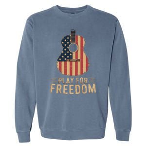 American Flag Acoustic Guitar Play For Freedom Garment-Dyed Sweatshirt