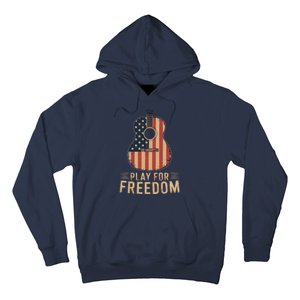 American Flag Acoustic Guitar Play For Freedom Hoodie