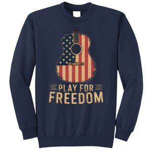 American Flag Acoustic Guitar Play For Freedom Sweatshirt