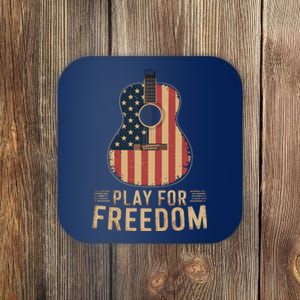 American Flag Acoustic Guitar Play For Freedom Coaster