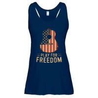 American Flag Acoustic Guitar Play For Freedom Ladies Essential Flowy Tank