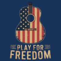 American Flag Acoustic Guitar Play For Freedom Flatbill Hat
