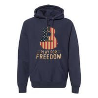 American Flag Acoustic Guitar Play For Freedom Premium Hoodie