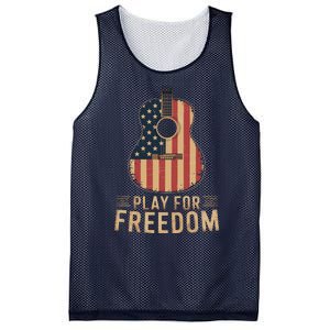 American Flag Acoustic Guitar Play For Freedom Mesh Reversible Basketball Jersey Tank