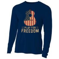 American Flag Acoustic Guitar Play For Freedom Cooling Performance Long Sleeve Crew