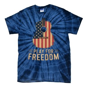 American Flag Acoustic Guitar Play For Freedom Tie-Dye T-Shirt