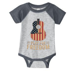 American Flag Acoustic Guitar Play For Freedom Infant Baby Jersey Bodysuit