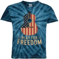 American Flag Acoustic Guitar Play For Freedom Kids Tie-Dye T-Shirt