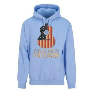 American Flag Acoustic Guitar Play For Freedom Unisex Surf Hoodie