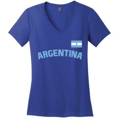 Argentina Flag Argentinian Pride International Country Cute Gift Women's V-Neck T-Shirt