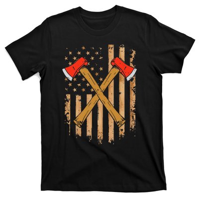 American Flag Axe Throwing Hatchet Thrower Lumberjack T-Shirt