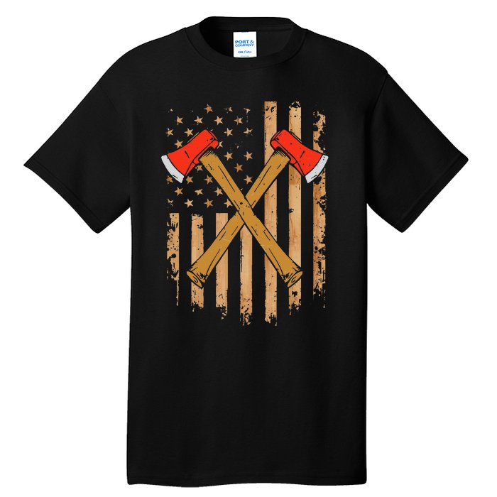 American Flag Axe Throwing Hatchet Thrower Lumberjack Tall T-Shirt