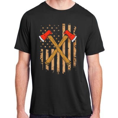 American Flag Axe Throwing Hatchet Thrower Lumberjack Adult ChromaSoft Performance T-Shirt