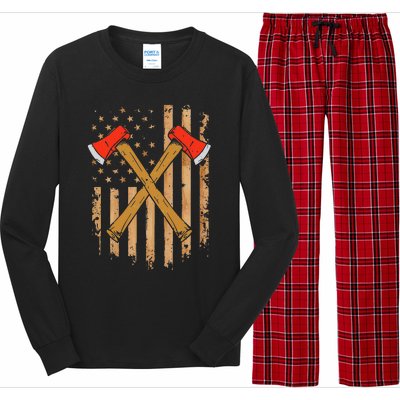 American Flag Axe Throwing Hatchet Thrower Lumberjack Long Sleeve Pajama Set