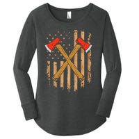 American Flag Axe Throwing Hatchet Thrower Lumberjack Women's Perfect Tri Tunic Long Sleeve Shirt